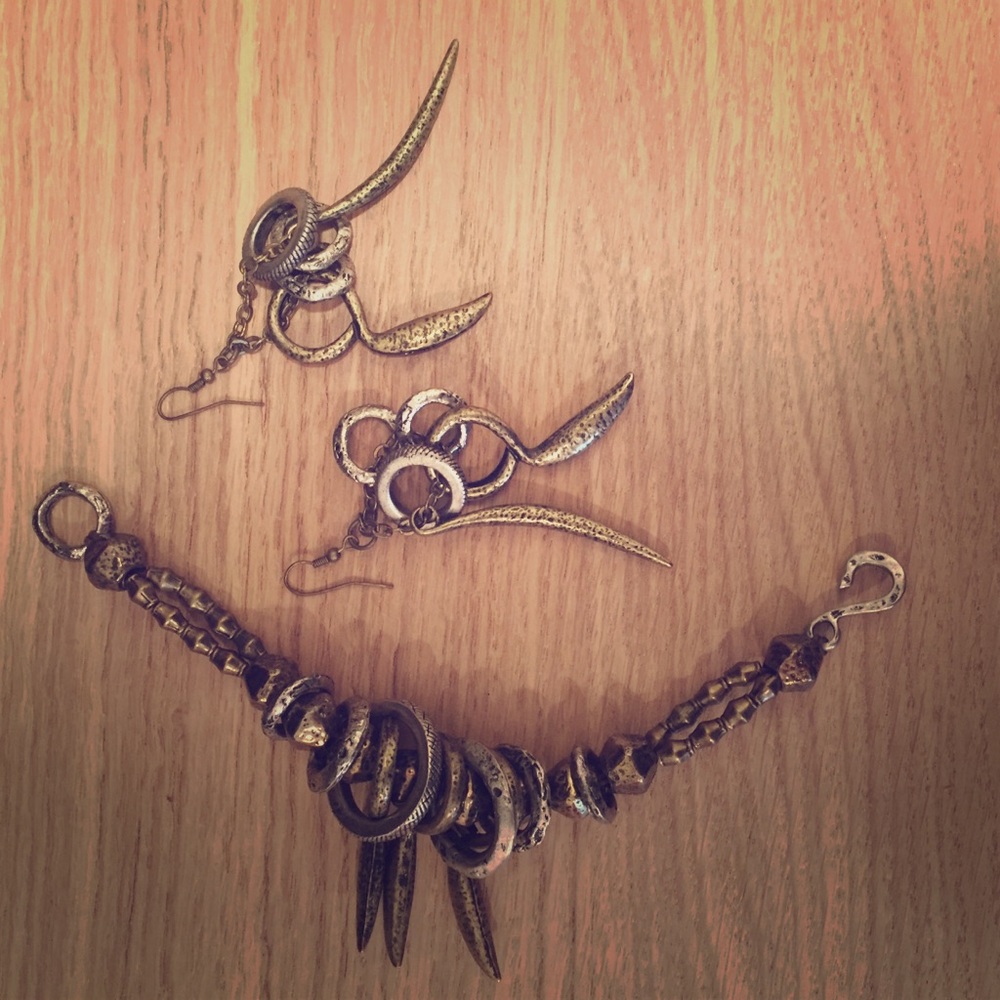 All Saints earrings and bracelet set
